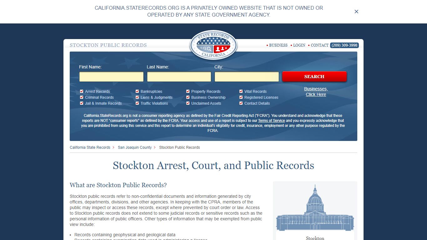 Stockton Arrest and Public Records | California.StateRecords.org