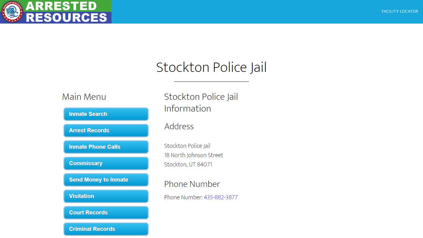 Stockton Police Jail - Inmate Search - Stockton, UT