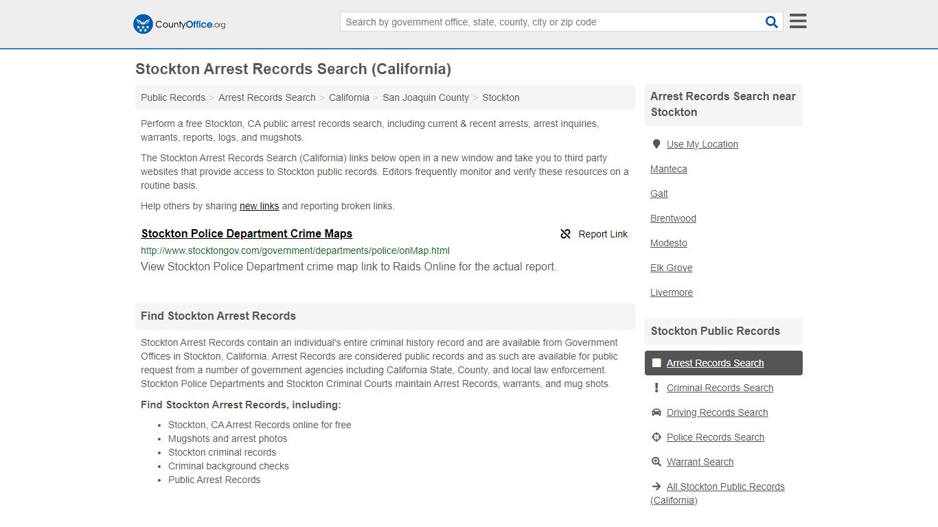 Arrest Records Search - Stockton, CA (Arrests & Mugshots) - County Office